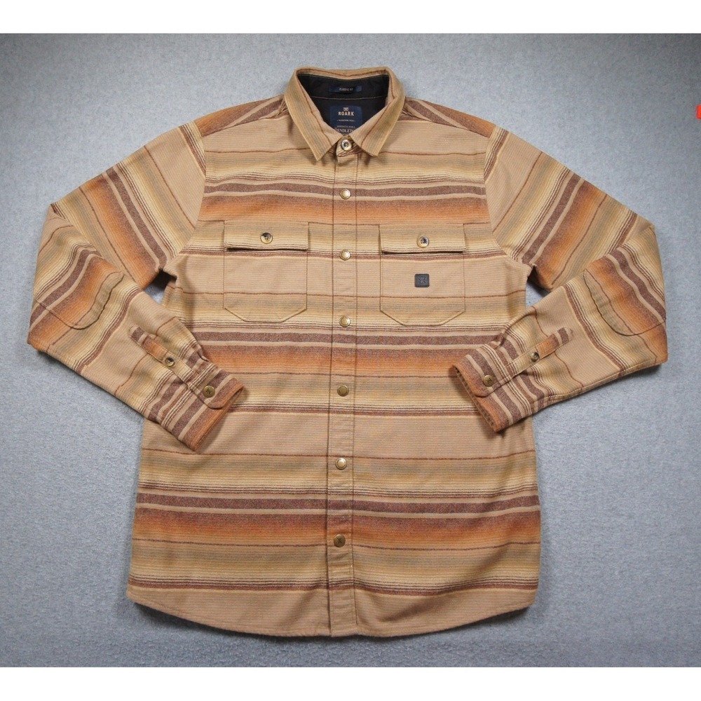 Pendleton Roark Shirt Mens Medium Beige Button Down Wool Classic Fit Outdoors